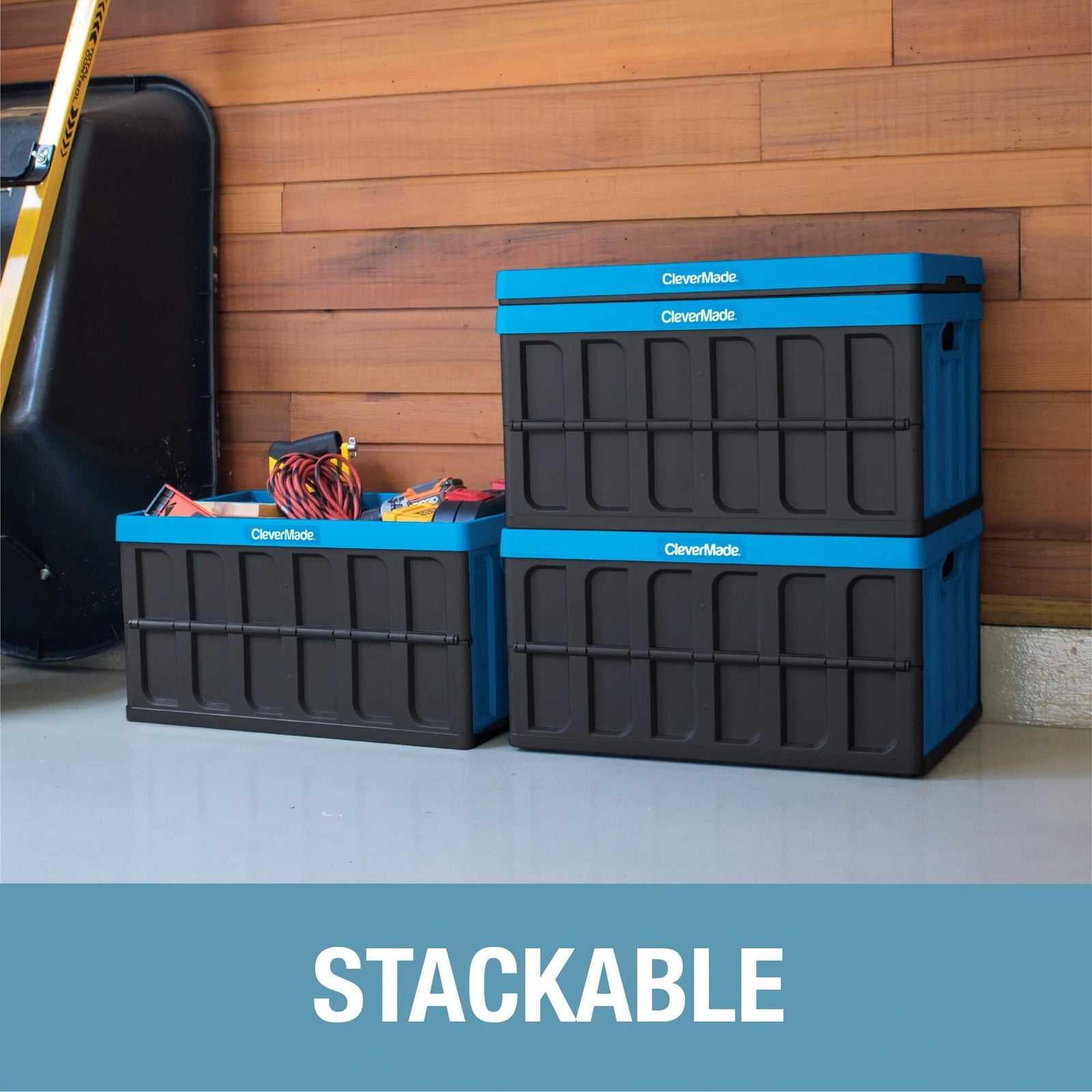 Collapsible Storage Bin with Lid | 46L | 3-Pack