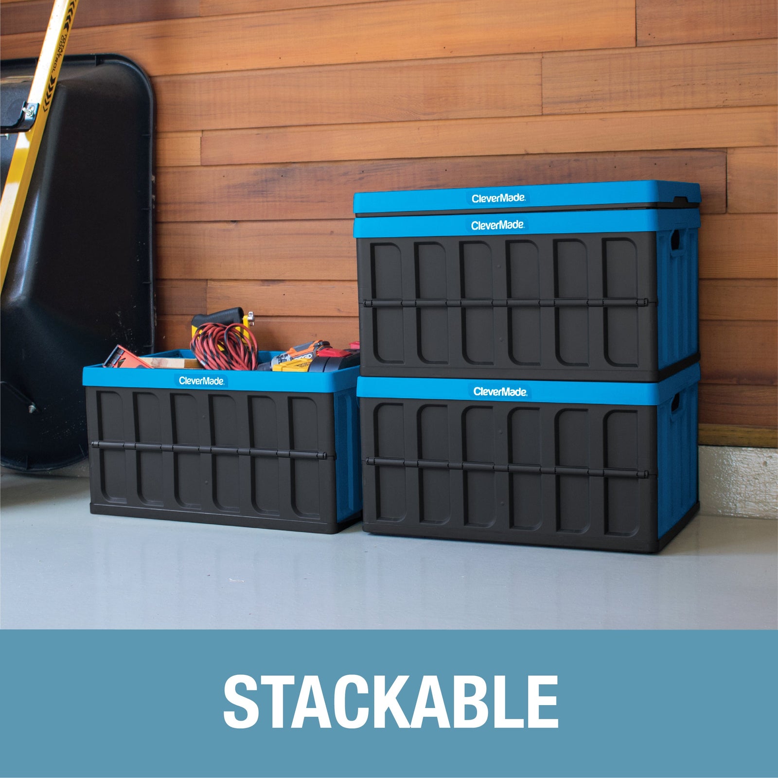 Collapsible Storage Bin with Lid | 46L | 3-Pack