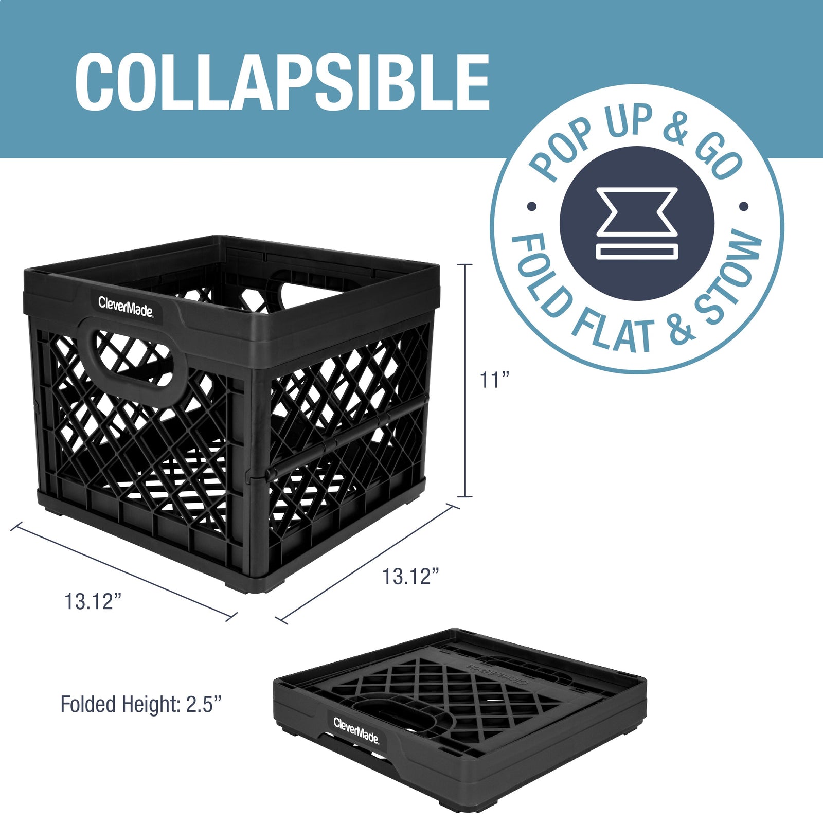 Collapsible Milk Crate | 25L | 3-Pack