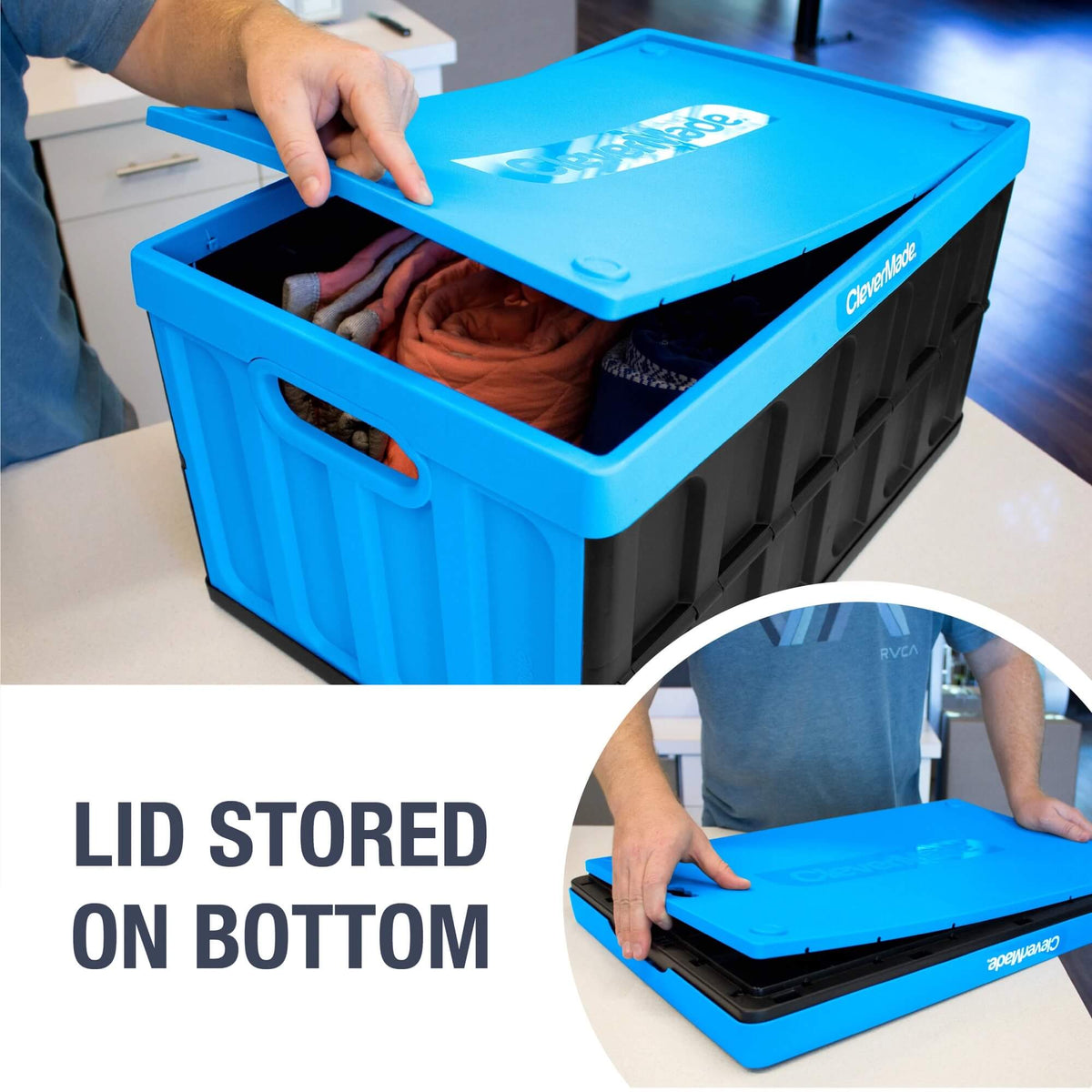 Collapsible Storage Bin with Lid | 46L | 3-Pack