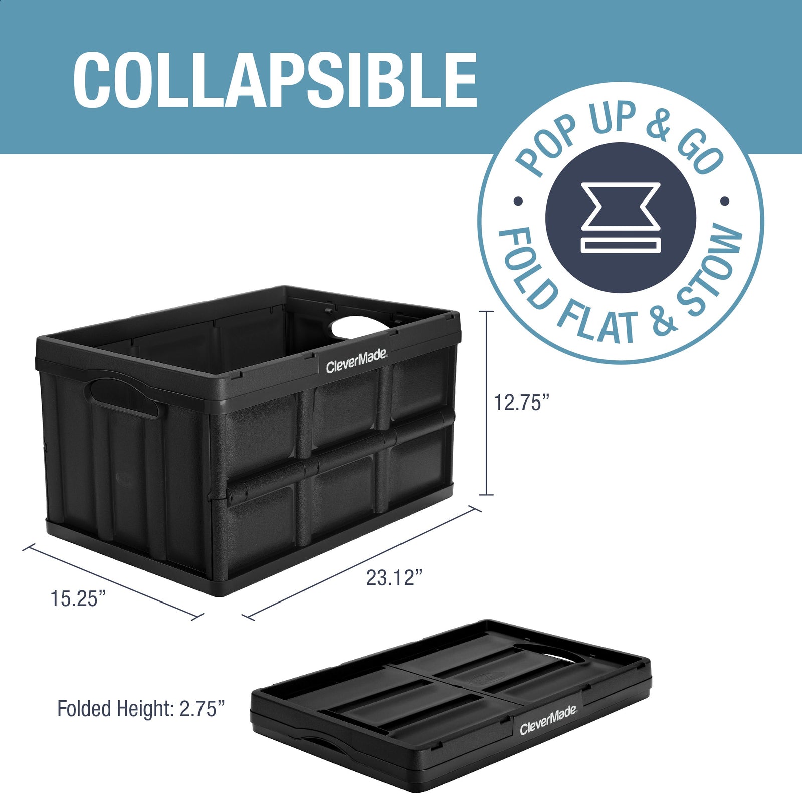 Collapsible Storage Bin | 46L | 3-Pack